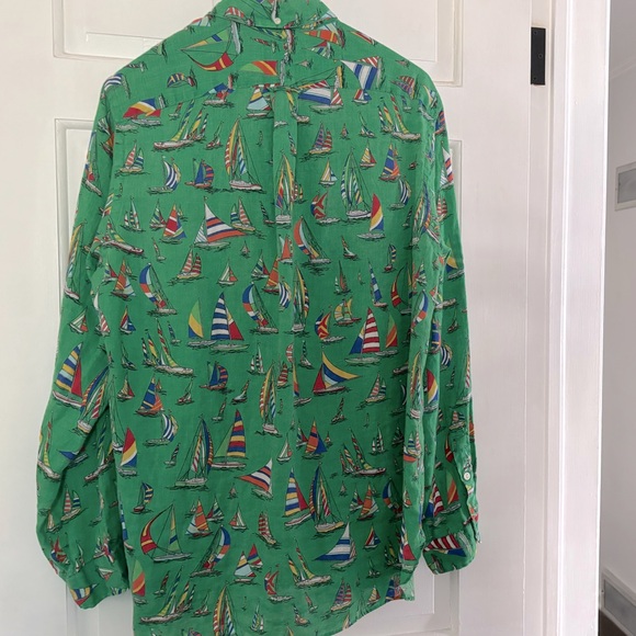 Ralph Lauren Shirt Mens Linen Sailboats Print Size L - Picture 6 of 7